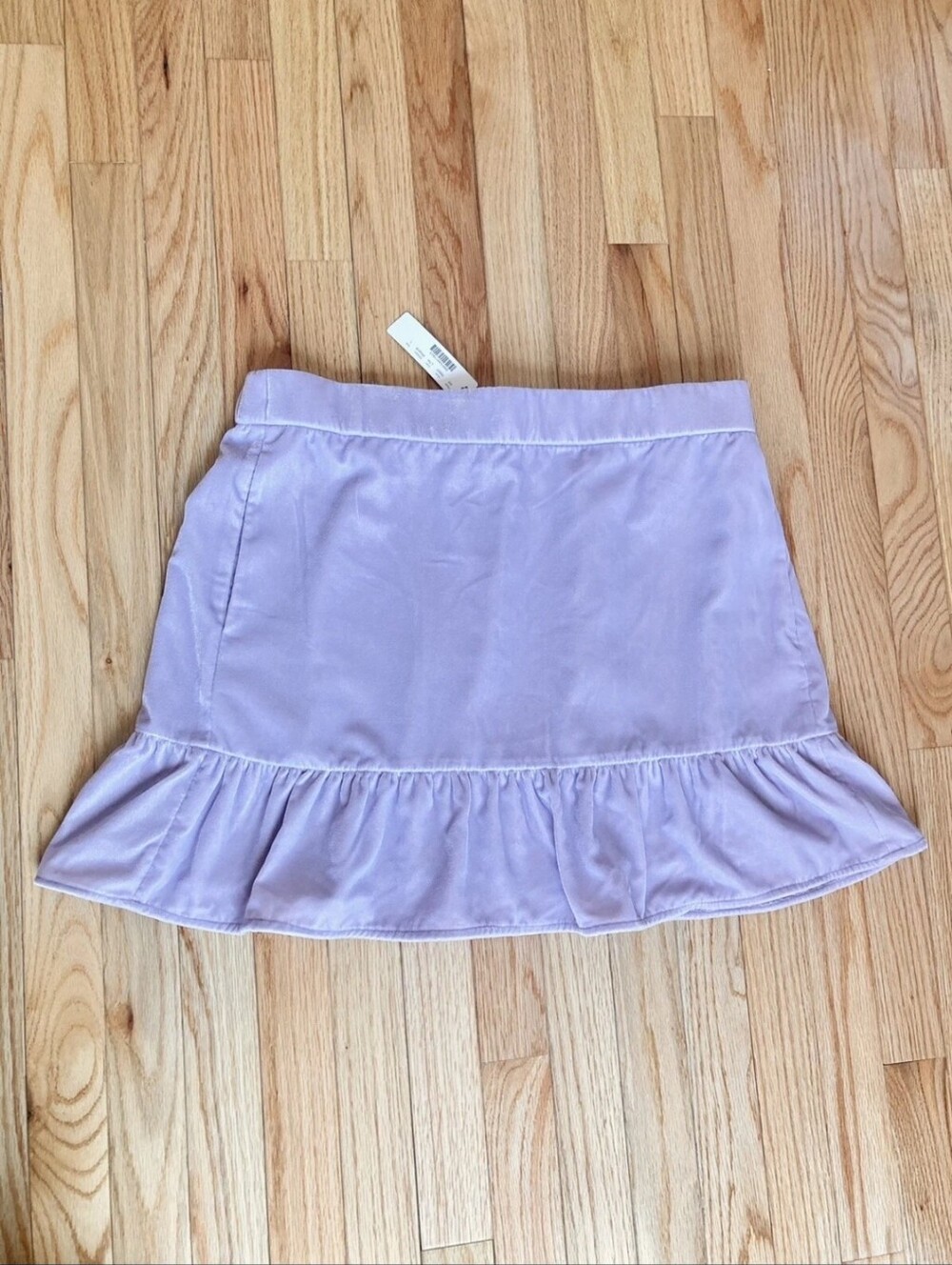 Pastel Purple Velvet Mini Skirt Stretch Ruffle With Pockets New J Crew Large NWT
